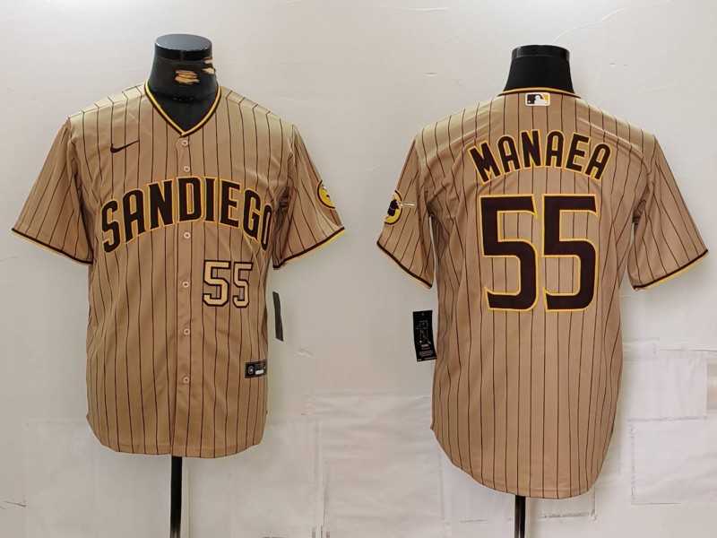 Men%27s San Diego Padres #55 Sean Manaea Khaki Cool Base Stitched Jerseys->san diego padres->MLB Jersey